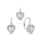 Brilio Brilio Silver Silver heart jewelry set with zircons SET273W (earrings, pendant)