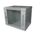 LEXI-Net LEXI-Net 19" wall cabinet 9U 600x600, load capacity 60 kg, glass doors, welded, gray color
