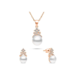 Brilio Brilio Silver Brilio Silver Charming Bronze Pearl Jewelry Set SET238R (Earrings, Necklace)