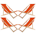 Set Set of 4 sun loungers, orange, assembled, Woodok