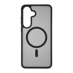 FoneKit MagSafe-yhteensopiva Soft Touch suojakuori, Samsung Galaxy S25 FE, musta/harmaa