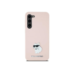 Case Case Karl Lagerfeld KLHCS23LSMHCNPP S23 Ultra S918 pink Silicone Choupette Metal Pin