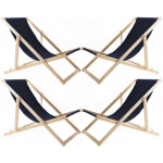 Set Set of 4 sun loungers, dark blue, assembled, Woodok