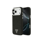 Dėklas Dėklas Guess Glitter Triangle Logo MagSafe Apple iPhone 17 Pro Max jaoks musta v&auml;rvi