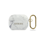 Guess Protective case GUACAPTPUMAWH Marble Collection for AirPods Pro white