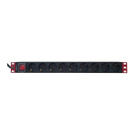 Techly I-CASE STRIP-91UD toitejaotuskomponent (PDU) 9 vahelduvvoolu kontakt 1U Must, Punane