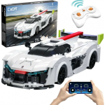 Klocki Klocki konstrukcyjne CaDA Samoch&oacute;d zdalnie sterowany Shelf car 20 cm White Pininfarina H2 Speed Chassis 296 parts RC Dual Mode