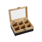Kesper Bamboo TeeBox with 6 compartments, bamboo, FSC, black