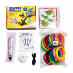 3D 3D Pen-3 with LCD display and 10 stencils Blue + Plastic set: 20 colors of 10 meters 200 meters Pink