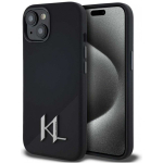 Karl Karl Lagerfeld Silicone Shadow Metal Initial MagSafe Apple iPhone 15 Case Black