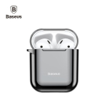 Metallic Metallic Shining Ultra-thin Silicone Protector Case with Hook for Airpods 1 / 2 Black