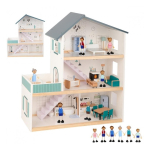 Tooky Tooky Toys TOOKY TOY Large wooden dollhouse + FSC figures