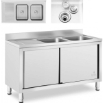 Royal Royal Catering Two bowl catering basin sink with sliding door cabinet 140 x 70 x 95 cm