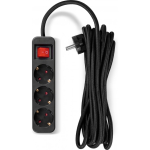 Fuj:tech 3-piece extension cord, 5 m, braided, black