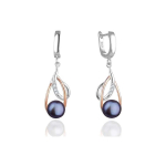Beneto Luxurious two-tone earrings with real dark pearls AGUC2676P-DARK Blue