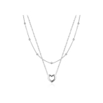 Agate Agate Double Heart Silver Necklace AGS1552