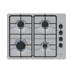 Bosch Serie 2 PBP6B5K80 pliidiraud Roostevaba teras Sisseehitatud 60 cm Gaas 4 tsoon(id)