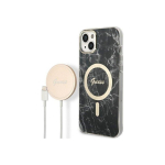 Charger Charger Guess Set Guess etui + charger wireless GUBPP14SHMEACSK Apple iPhone 14 black/black hard case Marble MagSafe