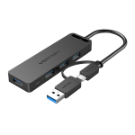 Vention CHTBB jaotur USB 3.2 Gen 1 (3.1 Gen 1) Type-A + Type-C 5000 Mbit/s Must