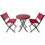Outdoor Outdoor furniture set Saska Garden Set MEBLI BALKONOWYCH STOLIK OKRĄGŁY I 2 KRZESŁA SKŁADANE Red