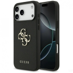 Dėklas Dėklas Guess Grained Big 4G & Classic Logo iPhone 17 Pro Max musta