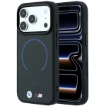 Dėklas Dėklas BMW M Kevlar Sinine Prindiga Ring Metalline Logo MagSafe iPhone 18 Pro Max / 17 Pro Max Musta