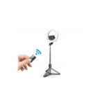 Mocco 4in1 Universal Selfie Stick with 3-Tone LED Lamp / Tripod Stand / Bluetooth Remote Control / Juodas