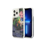 Guess GUHCP13LLFLSB iPhone 13 Pro / 13 6.1 inch Blue/Blue Hard Case Flower Liquid Glitter