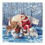 luca luca S Counted Cross Stitch Kit "Santa and Friends" 38x38cm SLETIL8082