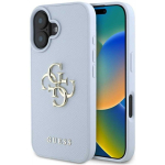 Guess Grained Big 4G Logo Small Classic Logo Apple iPhone 16 case blue