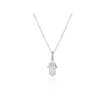 Agate Agate Silver Hamsa Necklace - Hand of Fatima AGT-N012W (chain, pendant)