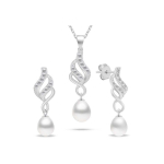 Brilio Brilio Silver Elegantne h&otilde;bedane ehtekomplekt tsirkoonide ja p&auml;rlitega SET267W (k&otilde;rvar&otilde;ngad, kaelakee)
