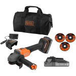 Black Black & Decker akumuliatoriline kampinis &scaron;lifuoklis 115mm, POWERCONNECT 18V, 2x2,0Ah, Must & Decker [BCG6L8D2S-QW]