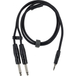 Fuj:tech 3,5 mm TRS isane &ndash; 2 x 6,3 mm TS isane audiokaabel, 1 m, must