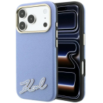 Karl Karl Lagerfeld Grained vaigu ja allkirjaga logo MagSafe kaitse&uuml;mbris iPhone 18 Pro Max / 17 Pro Max jaoks - Heledat sinine