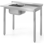 Loading Loading table with dishwasher sink, steel, 100x60cm LEFT - Hendi 811917