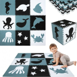 Puzzle Puzzle Duża mata podłogowa edukacyjna 180x180 Grube puzzle piankowe XXL 9 pcs. Humbi Zwierzęta morskie wodne Ocean