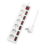 LogiLink LPS250 pikendusjuhe 1,5 m 6 vahelduvvoolu kontakt Hoonesisene Valge