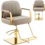 Physa STAUNTON cosmetic hairdressing chair with footrest - gray with gold