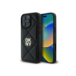 DKNY Quilted Stack Logo iPhone 16 Pro Case - Black