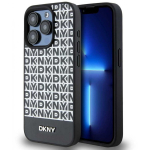 DKNY DKHMP15LPSOSPK iPhone 15 Pro 6.1" black/black hard case, leather printed pattern metal logo MagSafe