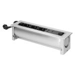 Orno Furniture socket recessed into the tabletop with a flat milled edge and electrical opening, 3x2P+Z (Schuko), 2xNET, 1xHDMI