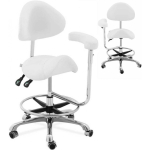 Physa WUPPERTAL cosmetic saddle chair with adjustable backrest and armrest - white