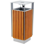 MEVA City trash can with ashtray and removable metal + wooden insert, 65L
