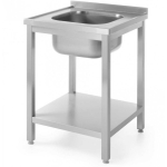 Table, Table, steel table top with one sink 600x600mm and shelf - Hendi 811856