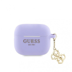 - - Airpods 3 Case Silicone Classic Logo Gold With 4G Charm Purple