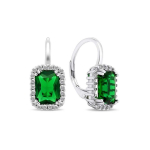 Brilio Brilio Silver Brilio Silver Modern silver earrings with emeralds EA400WG