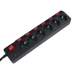 LogiLink LPS233 pikendusjuhe 1,5 m 6 vahelduvvoolu kontakt Hoonesisene Must