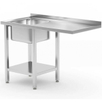 Hendi Food sink with shelf and worktop for dishwasher and refrigerator 120 x 70 x 85 cm - LEFT