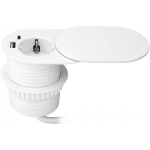 Orno Baldini pesak ?6cm, sisse ehitatud t&ouml;&ouml;pinnale koos libistatava kaanega, USB laadija ja 1,9m kaabliga, 1x2P+Z (Schuko), 2xUS